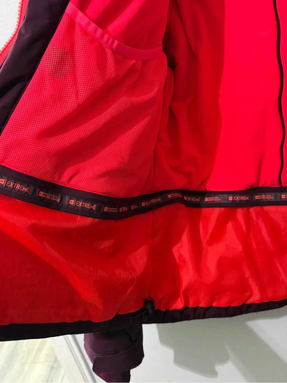 REI Women's Ski Jacket in Deep Plum with Bright Coral Lining